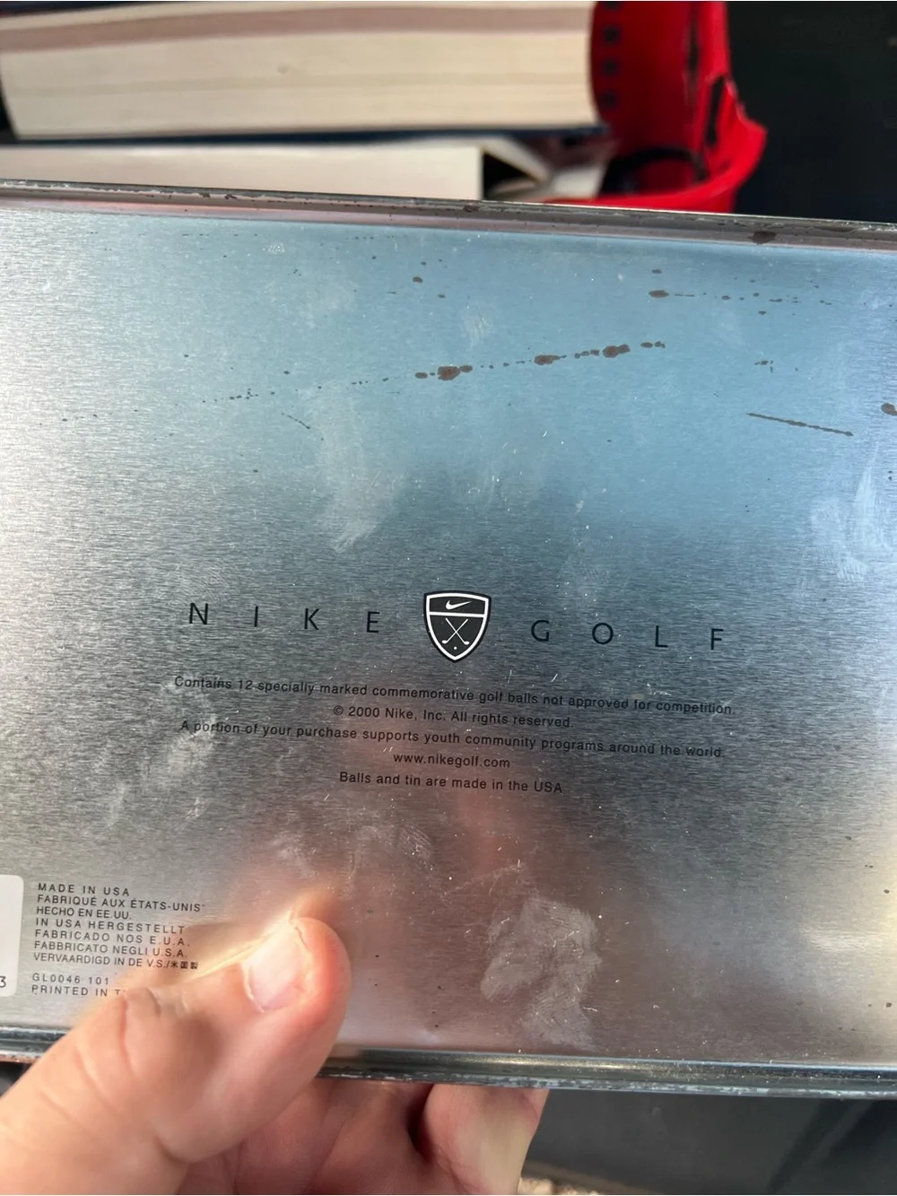Nike Golf Silver Metal Collector Tin with Black Logo sealed with balls inside